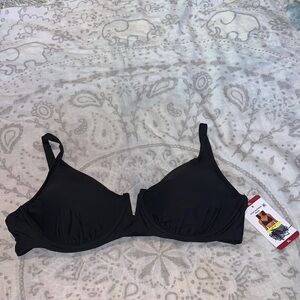 NWT Anne Cole Swim V-Wire Bikini Top Swim Size XL Black